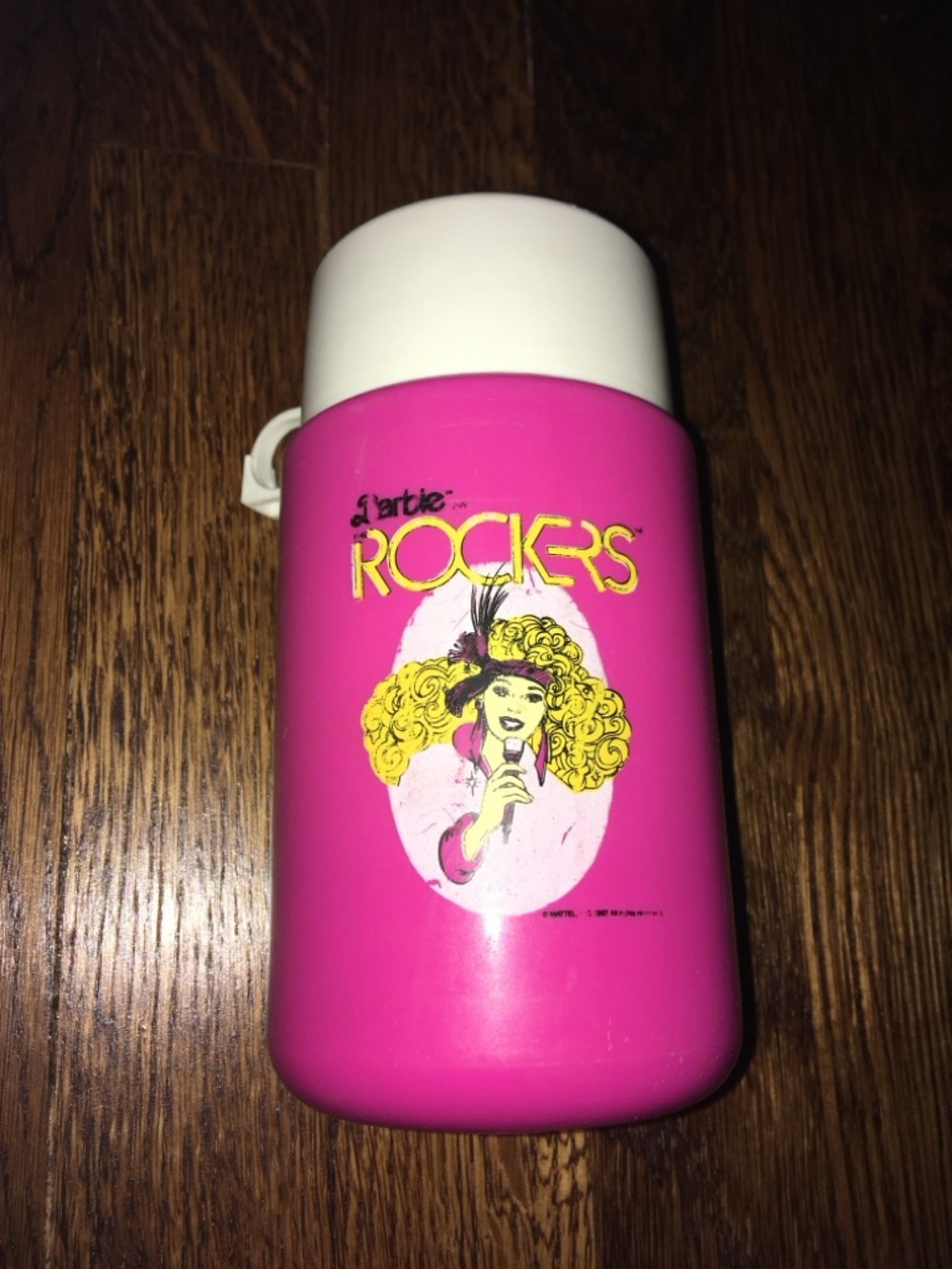 Vintage Barbie and the ROCKERS thermos with White Cap